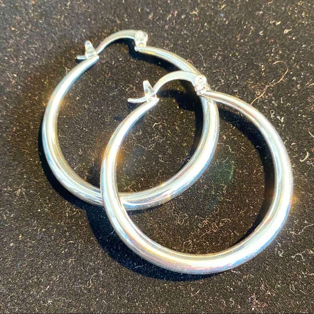 Sterling Plated Hoop Earrings 1.5”